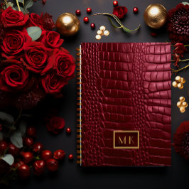 Cuaderno Moda Burgundy Red Faux Crocodile Business