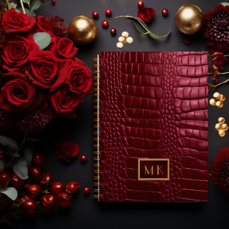 Cuaderno Moda Burgundy Red Faux Crocodile Business