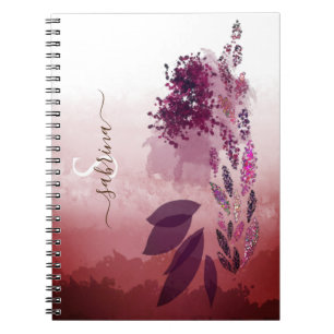 Cuaderno Moda Burgundy Watercolor Floral Monograma