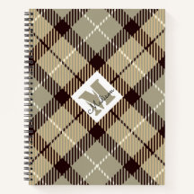 Moda Burlywood Gray Plaid Tartán Nombre personaliz