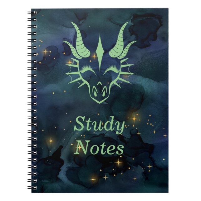 Cuaderno Moda Cabeza de Dragón Verde y Universo Azul oscuro (Frente)