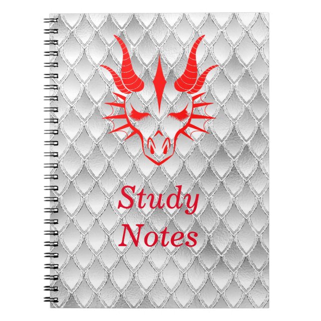 Cuaderno Moda Cabeza del Dragón Rojo y Escalas de Dragón Bl (Frente)