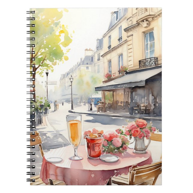 Cuaderno Moda Cafe parisino ilustracion acuarela (Frente)