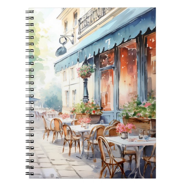 Cuaderno Moda Cafe parisino ilustracion acuarela (Frente)
