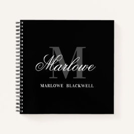 Cuaderno Moda caligrafía en monograma gris negro