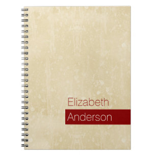 Cuaderno Moda Casual Beige y Grunge Sencillo Rojo con Nombr