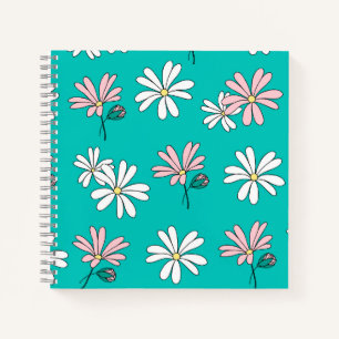 Cuaderno Moda celeste colorida estampado floral giratorio