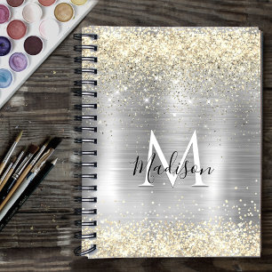 Cuaderno Moda cepillada metalizado plata oro falso purpurin