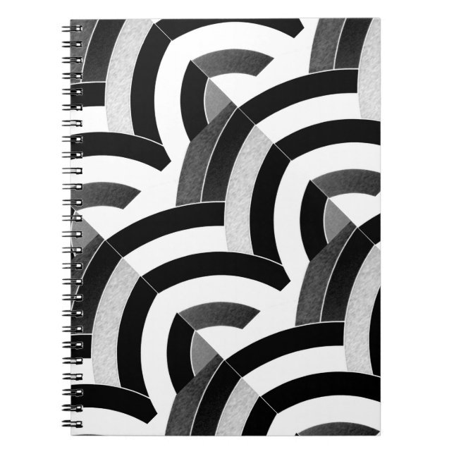 Cuaderno moda chevrras modernas y elegantes en blanco y neg (Frente)