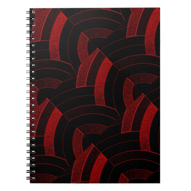 Cuaderno moda chevrys negros/rojos modernos (Frente)