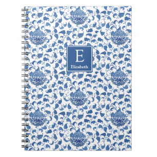 Cuaderno Moda Chinoiserie en Monogramo Azul Y Blanco Inteli