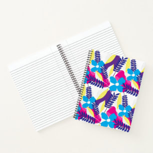 Cuaderno Moda colorida Floral y patrón de punto con hojas
