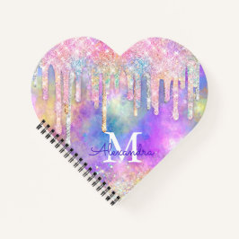 Cuaderno Moda colorido unicornio purpurina de goteo monogra