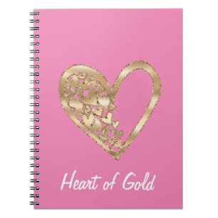 Cuaderno Moda Corazón rosa de Oro