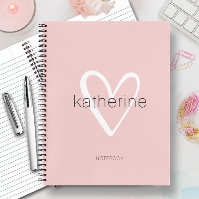 Cuaderno Moda Corazón Rubor Rosa (CHOOSE HARD and SOFT COVER and page style when ordering. MORE colors in our collection.)