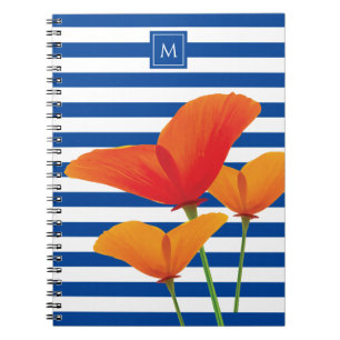 Cuaderno Moda de amapola Bandas Azules Monograma