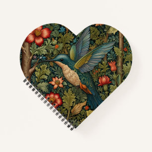 Cuaderno Moda de boho botánico de arte de colibrí vintage