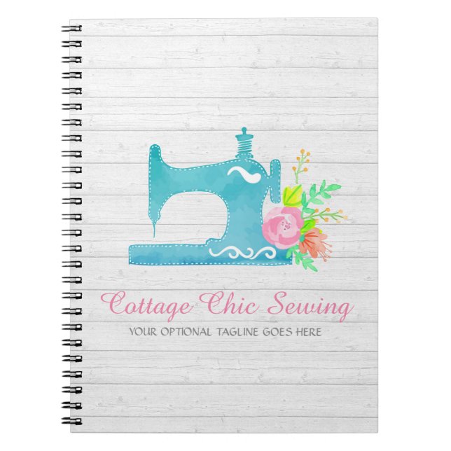 Cuaderno Moda de cabaña de Shabby Maquinaria de coser Mader (Frente)