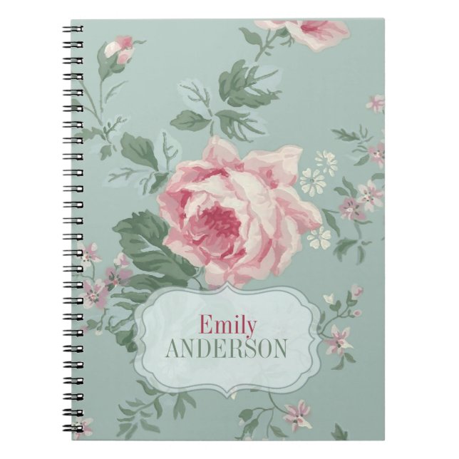 Cuaderno Moda de época rosa personalizada (Frente)