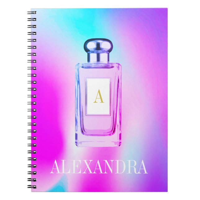 Cuaderno Moda de frasco de Perfume Púrpura Monograma Person (Frente)