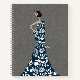 Cuaderno Moda de la mujer de las Flores azules y blancas