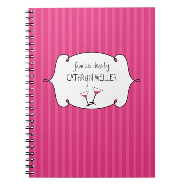 Cuaderno Moda de martini rosa rayas idea fabulosa diario (Frente)