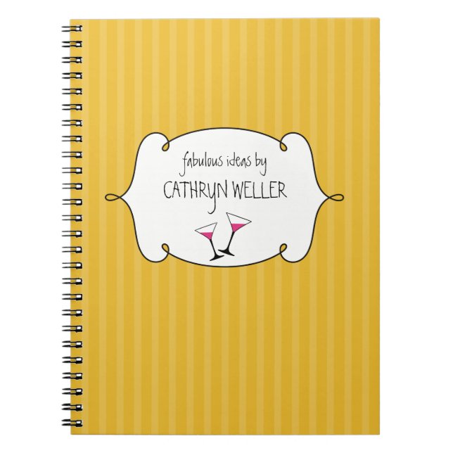 Cuaderno Moda de martini rosa rayas idea fabulosa diario (Frente)