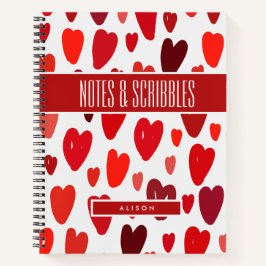Cuaderno Moda de moda BOHO Red Hearts Asunto