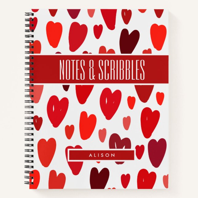 Cuaderno Moda de moda BOHO Red Hearts Asunto (Anverso)