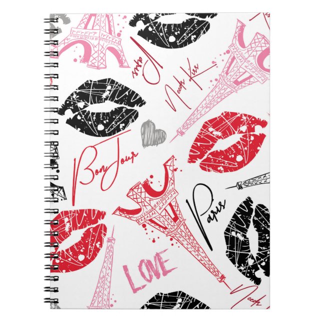 Cuaderno Moda de París, patrón de la Torre Eiffel. (Frente)