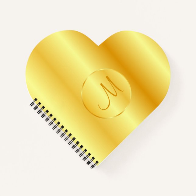 Cuaderno Moda elegante de plantilla de monograma dorado (Anverso)