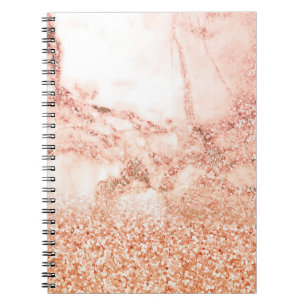 Cuaderno Moda Elegante Rosa Ombre Purpurina Mármol