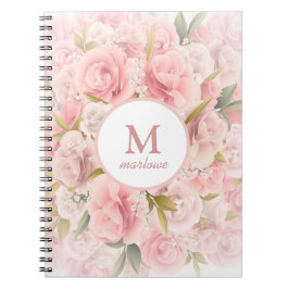Cuaderno moda elegante rosa romántico floral