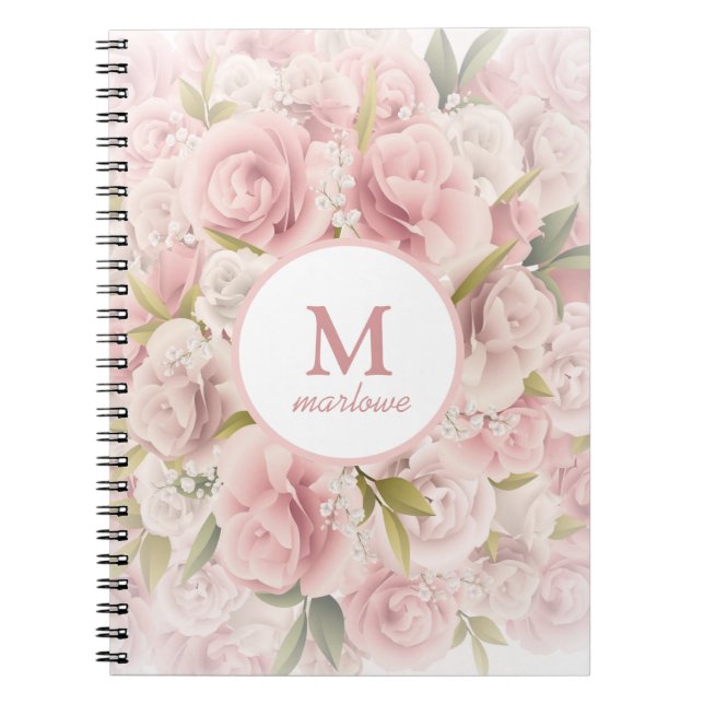 Cuaderno moda elegante rosa romántico floral (Frente)