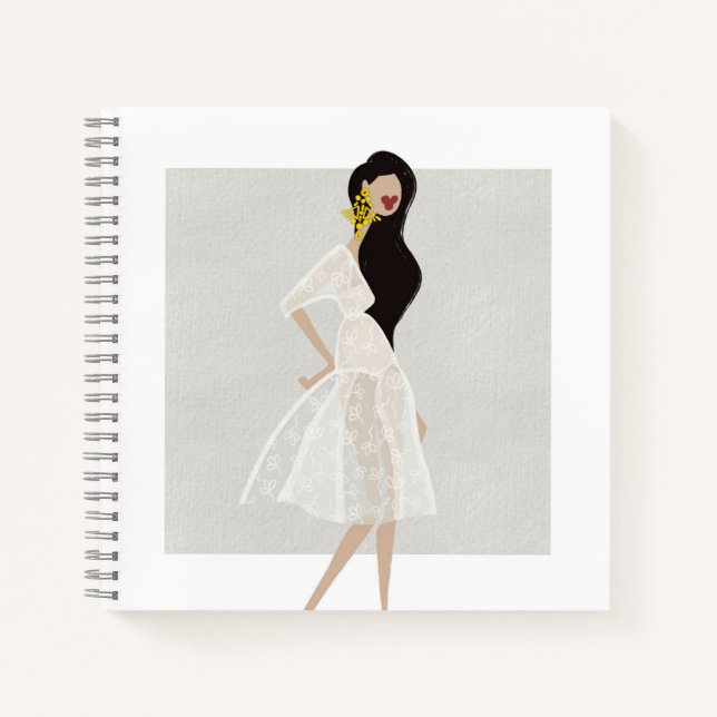 Cuaderno Moda en un Ilustracion de moda de vestir blanco (Anverso)