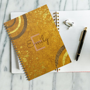 Cuaderno Moda Fancy Brown Gold Purpurina Moderno Glam Perso