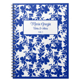 Cuaderno Moda Floral azul blanco moderno