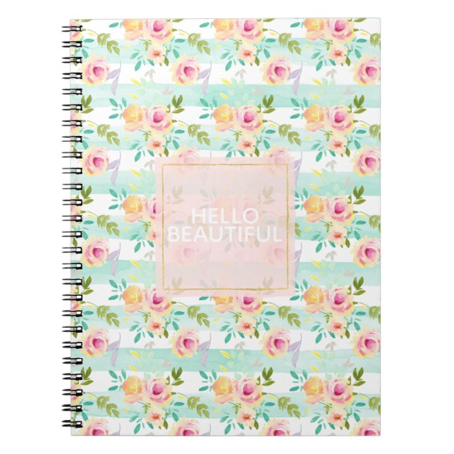 Cuaderno Moda floral de tiras de tinta (Frente)