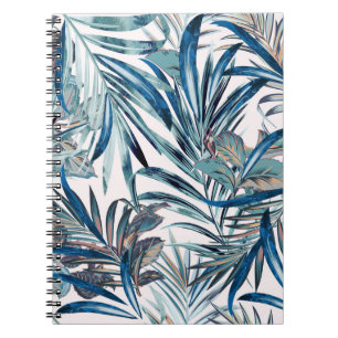 Cuaderno Moda floral patrón de cosecha tropical con palma 