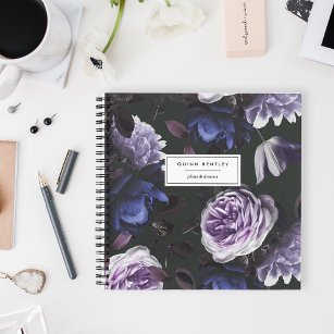 Cuaderno Moda Floral violeta oscura   Personalizado