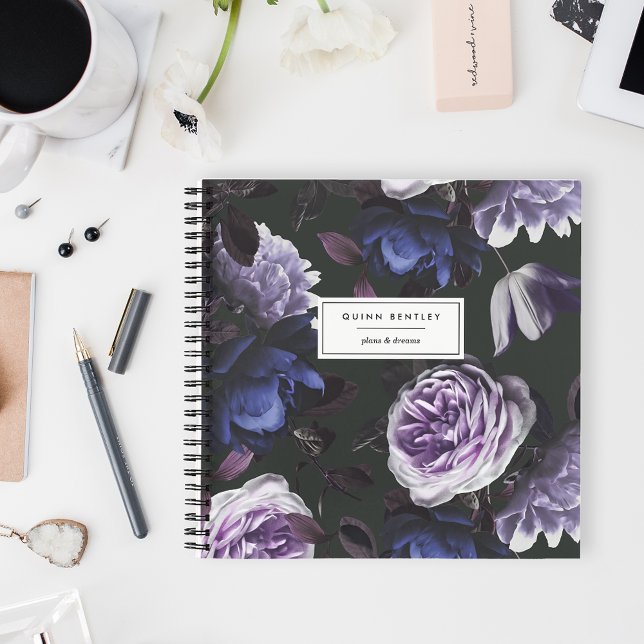 Cuaderno Moda Floral violeta oscura | Personalizado (Subido por el creador)