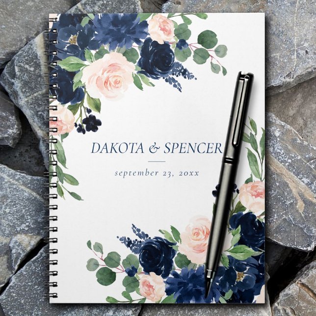 Cuaderno Moda florece | Floral rosa rosa rosa rosa azul mar (Subido por el creador)