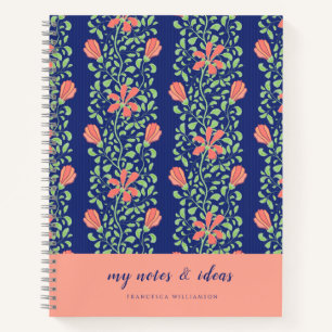 Cuaderno Moda Flores De Índigo Rosa Floral Decoración Vinta