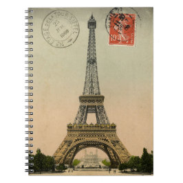 Cuaderno Moda francesa de época Torre Eiffel Paris Postcard