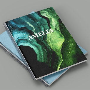 Cuaderno moda giratoria imitación purpurina arte monograma