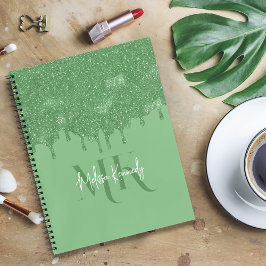 Cuaderno Moda Girly Green Purpurina Dris Monograma con nomb