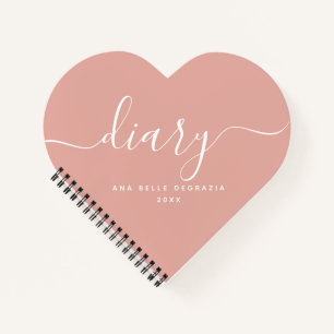 Cuaderno Moda Girly Trendy Modern Rubor Pink Heart Diary