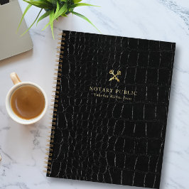 Cuaderno Moda Glossy Black Crocodile Gold Notorio público