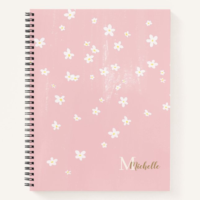 Cuaderno Moda Granja Amarilla Daisies Dulce Monograma Nota (Anverso)