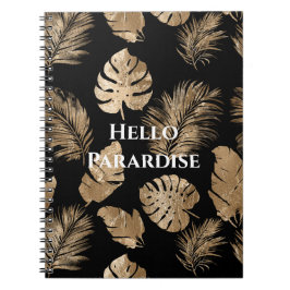 Cuaderno Moda Hojas Tropicales de Oro Negro